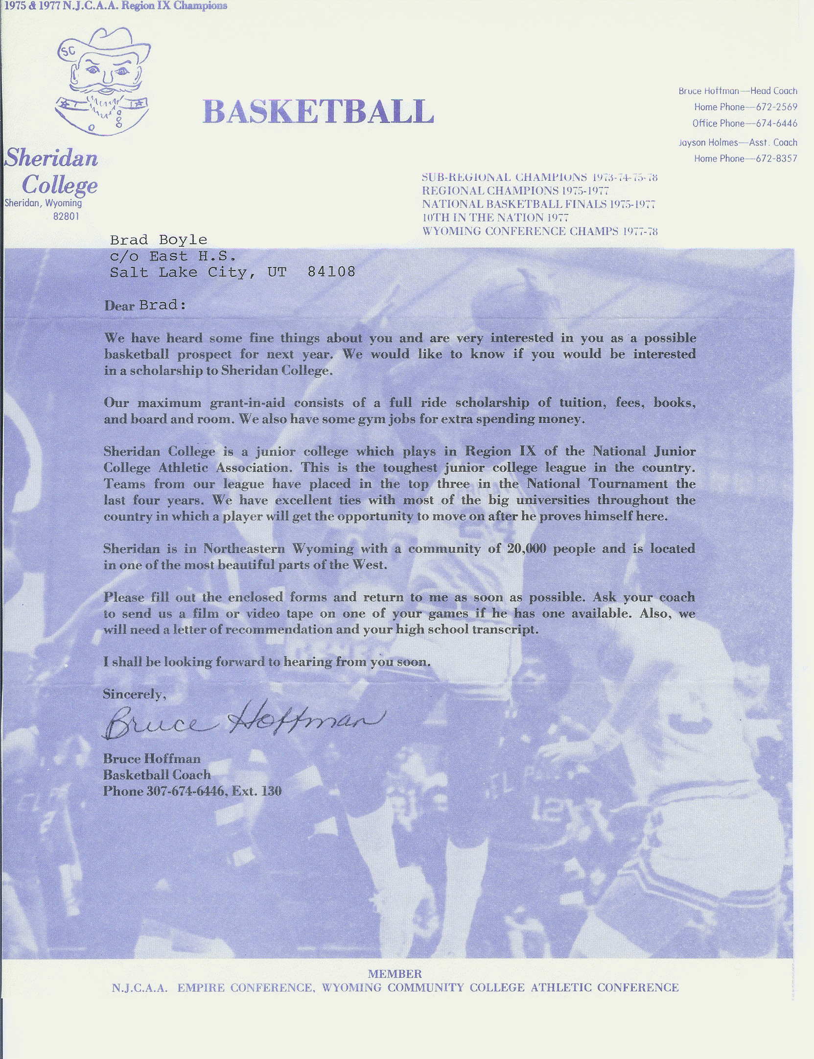 Sheridan College Letter