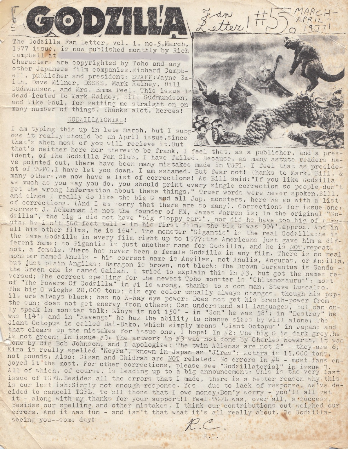 Godzilla Fan Letter Issue 5